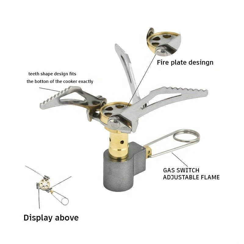 Ultra-Light Mini Camping Stove, Portable Foldable Outdoor Hiking Gas Stove, Backpacking Cooking Tool, Compact Picnic Stove, Easy to Set Up, Outdoor Water Boiling Equipment