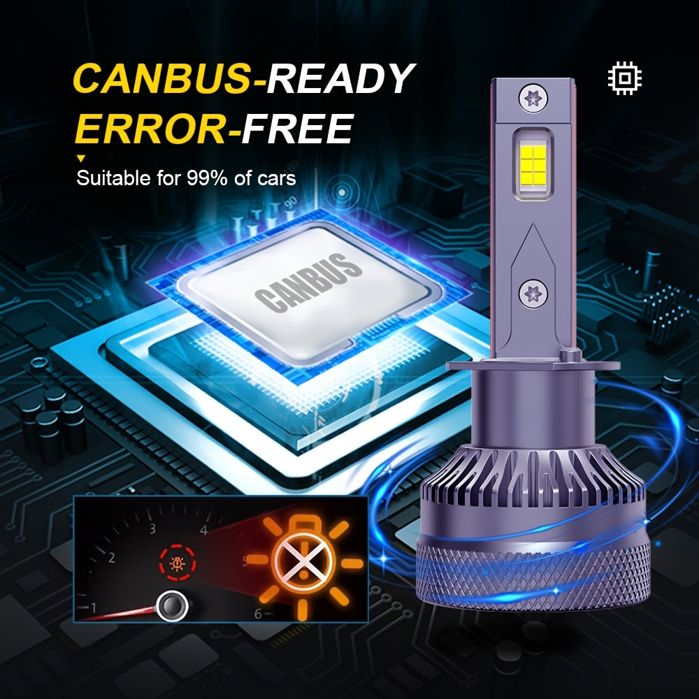 Automotive 2PCS LED Car Lights - H11/H7/H4/H1, 9012/9006/9005 - 40000LM, 250W High/Low Beam, 6500K Cool White Light, Spotlight, High-Performance Bulbs, 200% Brightness Increase, Plug-and-Play, No Battery Needed