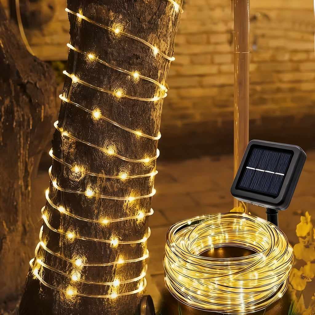 Solar LED tube light, 8 modes optional - 50/100/200/300 LED beads, new spring design, compatible with flexible wiring, specially designed for garden, wedding, Christmas decoration, supports solar charging