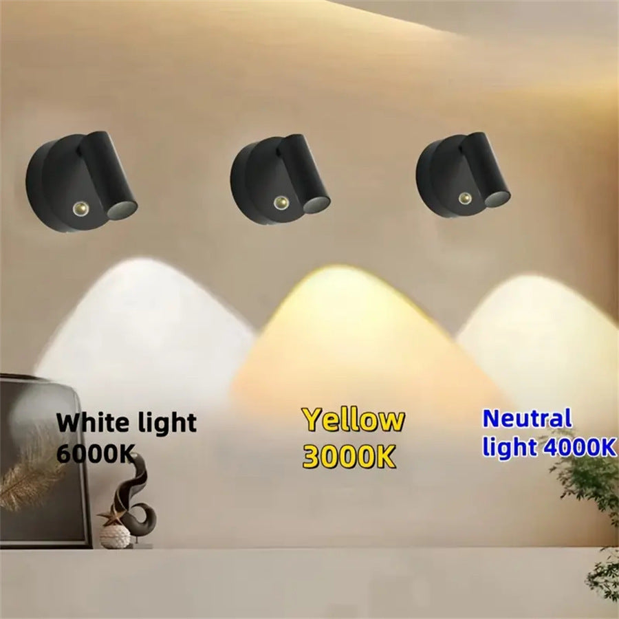 Home Decoration, Warm Color Bedtime Reading Light, Bedroom Arrangement, No-Wiring Rechargeable Wall Light Magnetic Spotlight USB Downlight Bedroom Wall Light, Picture Spotlight, Simple Decoration