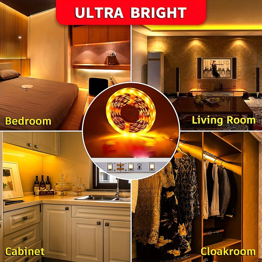 5V USB LED 灯条，暖白 LED 灯条，灵活 USB 灯，适用于电视背光、卧室、橱柜、厨房、DIY 照明音乐
