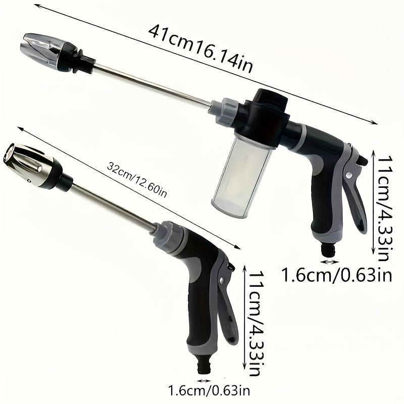 1 Portable High Pressure Car Wash Spray Gun - Durable Plastic 3/4" & 1/2" Quick Connect Adapter Multifunctional Garden Hose Nozzle with Adjustable Function, Christmas & Halloween Gift for Car, Home and Garden