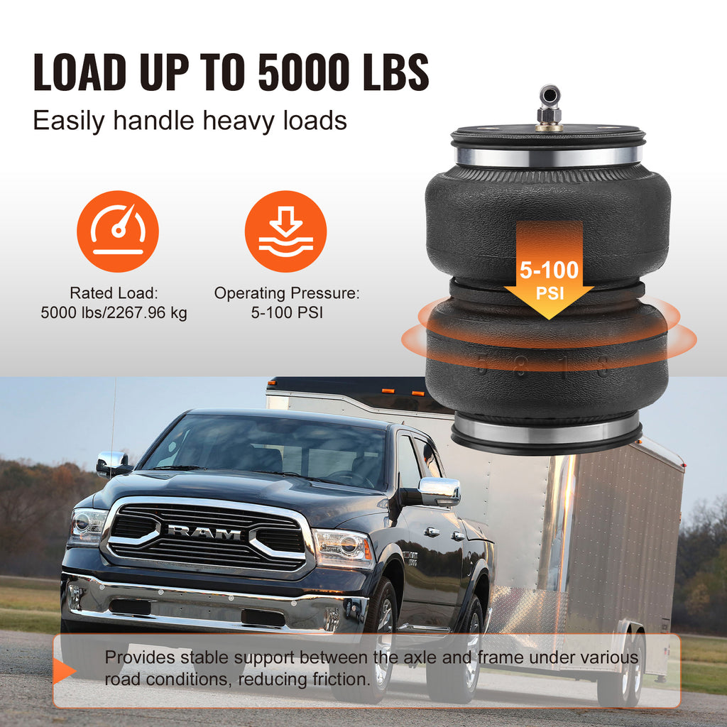 VEVOR Air Bag Suspension Kit, Air Spring Suspension Bag Kit, 5000 Lbs Load Capacity, 5 to 100 PSI