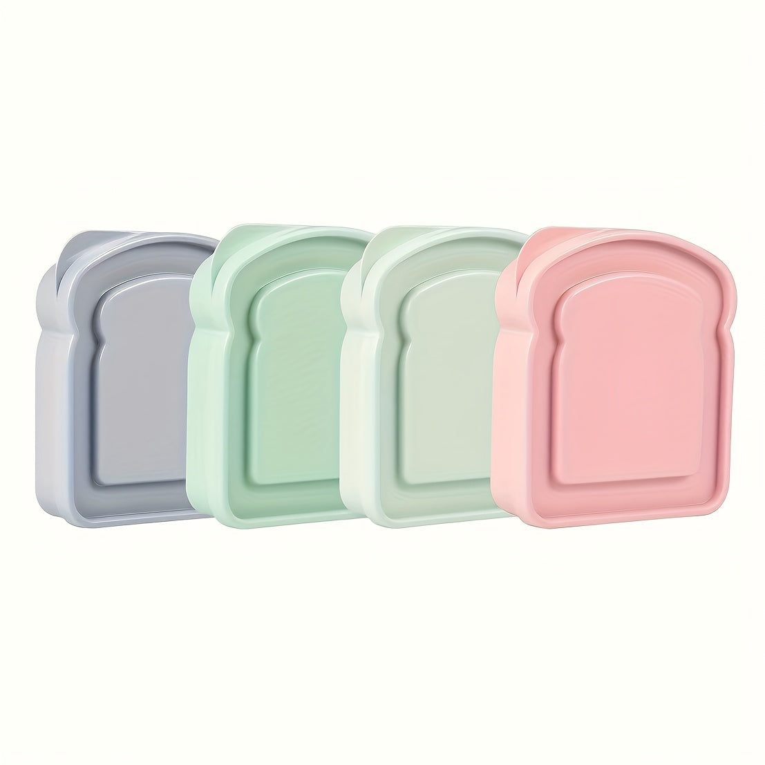 Sandwich Box, Lunch Box – Plastic Toast-Shaped Food Storage Container with Lid – Microwave & Dishwasher Safe – Perfect for Home or Adults (Colorful)