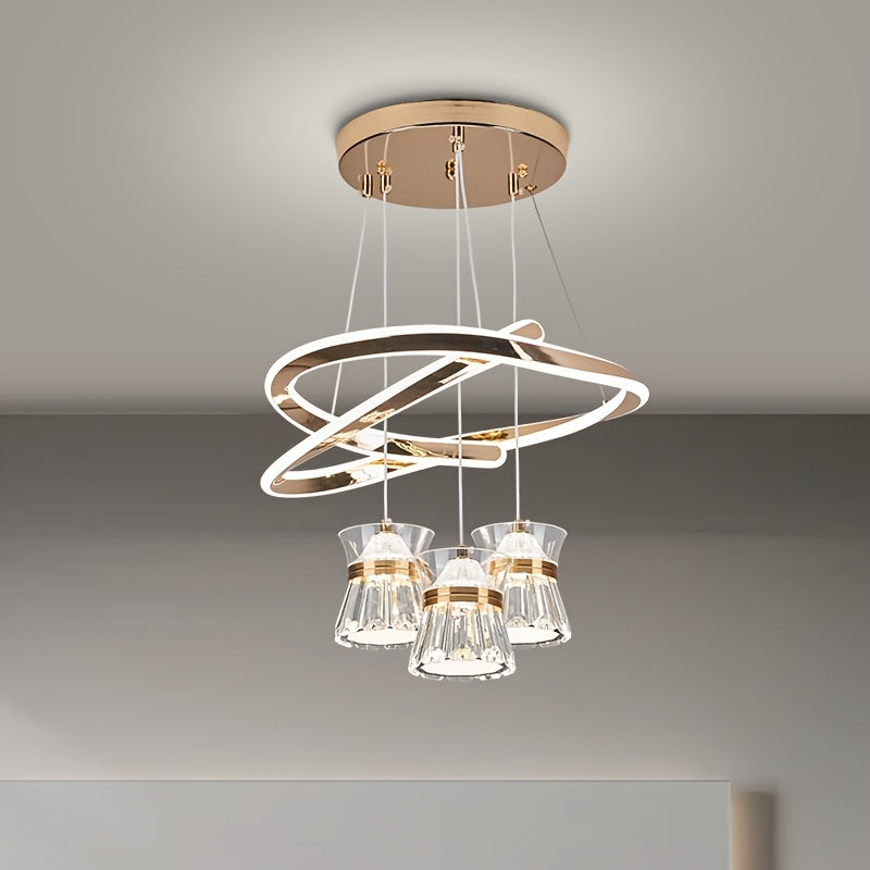 Modern LED Indoor Pendant Light with 3 Lights, Adjustable Color Temperature, 3-Color Temperature Lighting Fixture