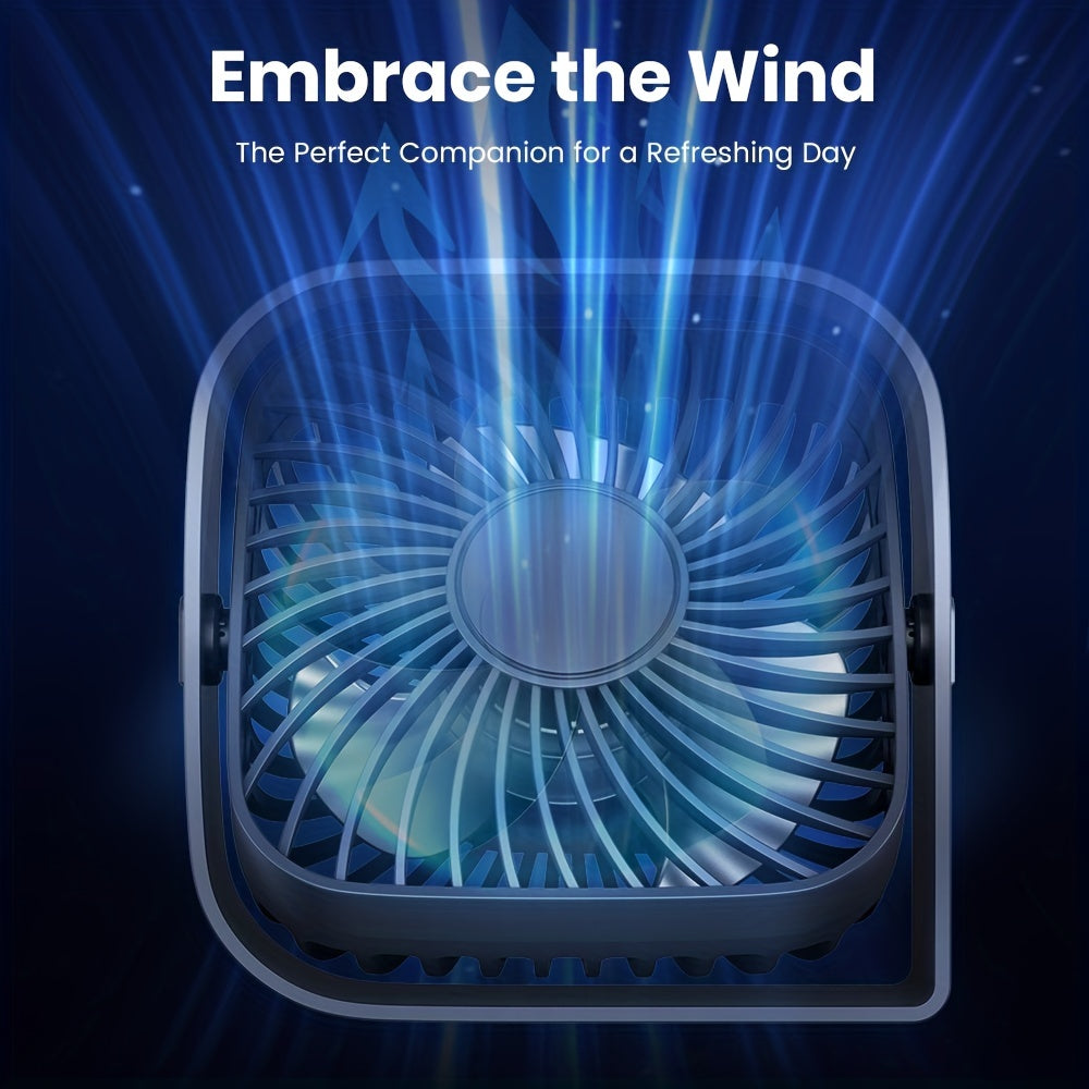 TOPK Personal Desktop Fan, 3-Speed 4-Inch Small USB Portable Fan, USB Plug-In Mini Cooling Fan, 360° Rotatable Quiet Desktop Fan, Ideal for Home Office Bedroom Dorm Indoor Outdoor Summer Gifts