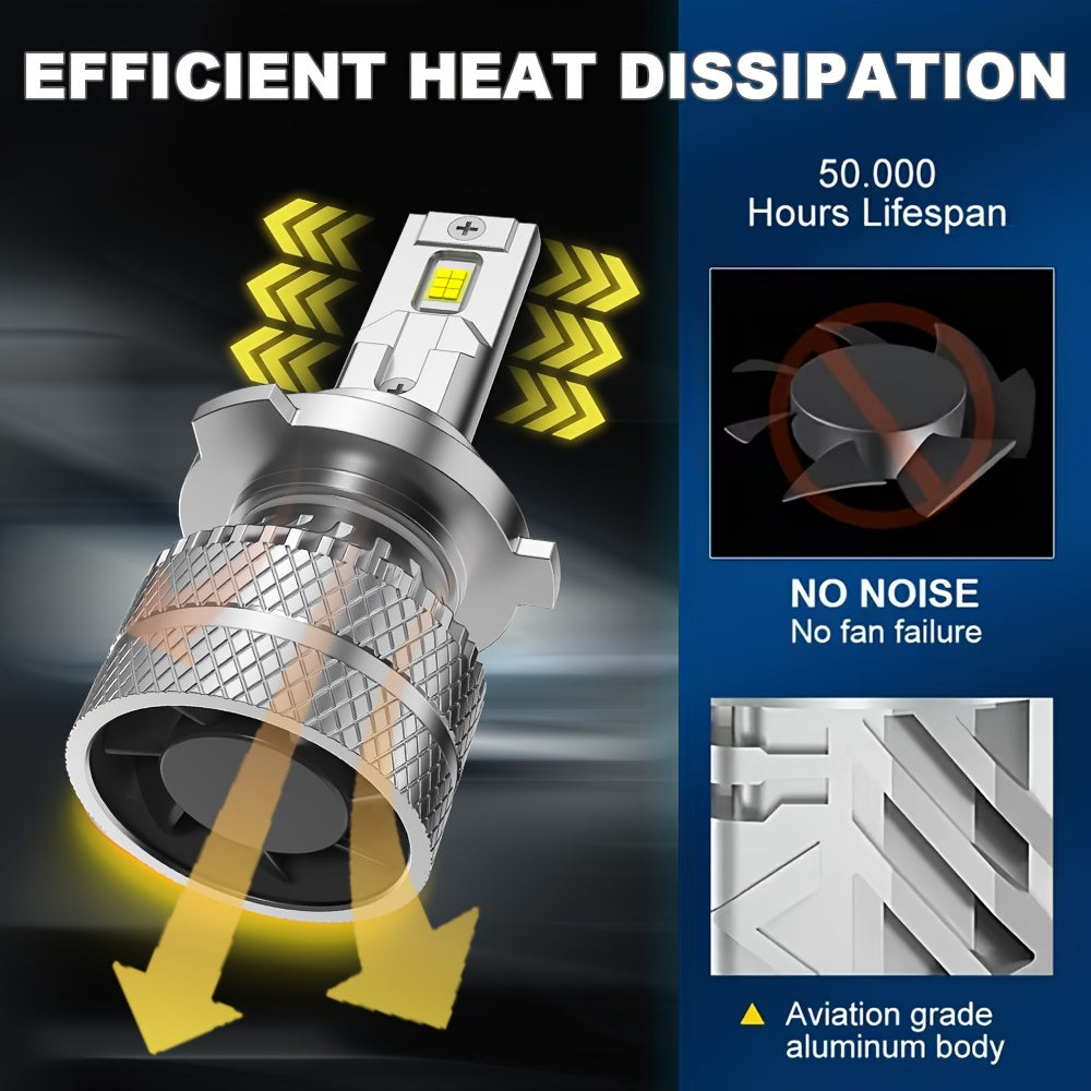 2 LED Headlight Bulbs H11/H8/H9 9005/HB3 9006/HB4 High Power 250W 6500K White Car Bulbs Can-Bus Error-Free, High/Low Beam, 800% Brightness Increase, Illumination Range 7874.02 Inches, Plug-and-Play, No Battery Included