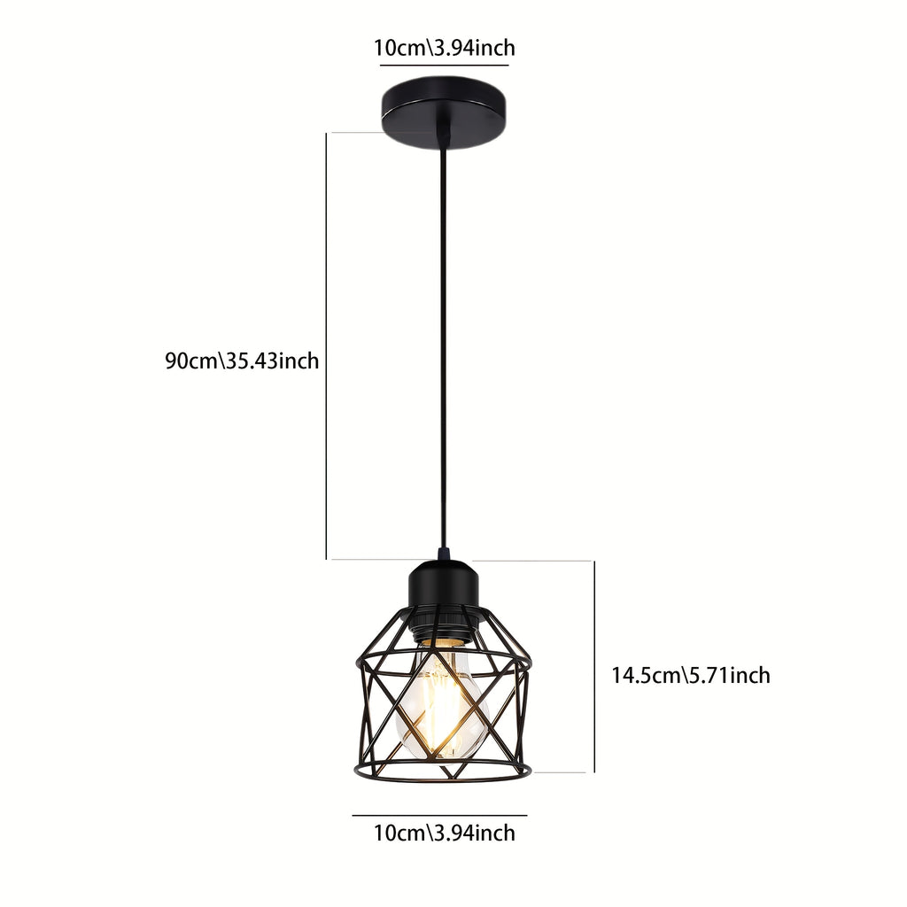 Vintage industrial pendant light chandelier - height adjustable, black metal basket, modern semi-flush mount pendant light for kitchen, dining room, bar decoration, hardwired, 85-265V, includes mounting hardware, kitchen lighting, bulb not included