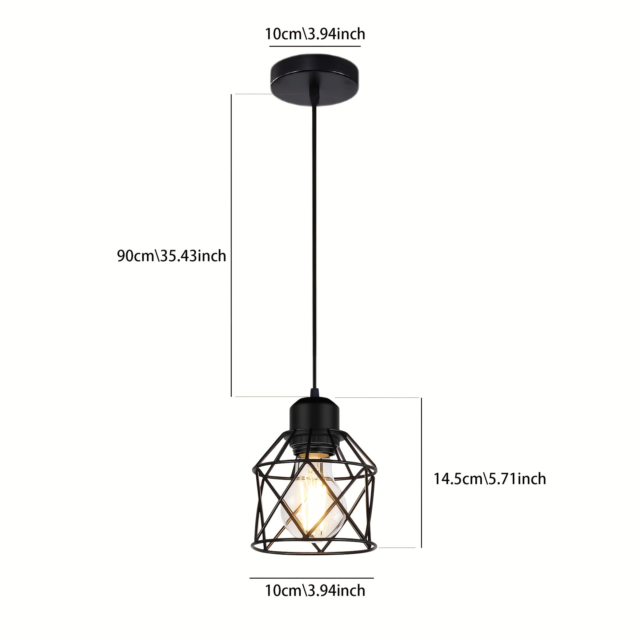Vintage industrial pendant light chandelier - height adjustable, black metal basket, modern semi-flush mount pendant light for kitchen, dining room, bar decoration, hardwired, 85-265V, includes mounting hardware, kitchen lighting, bulb not included