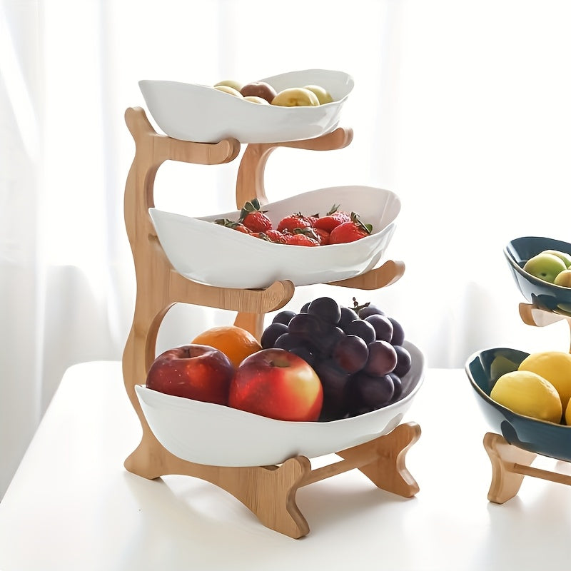 2/3 Tier Fruit Rack, Nordic Luxury Style, 3 Layer Fruit Bowl, Creative Candy Display, Wooden Snack Tray for Living Room Home Use