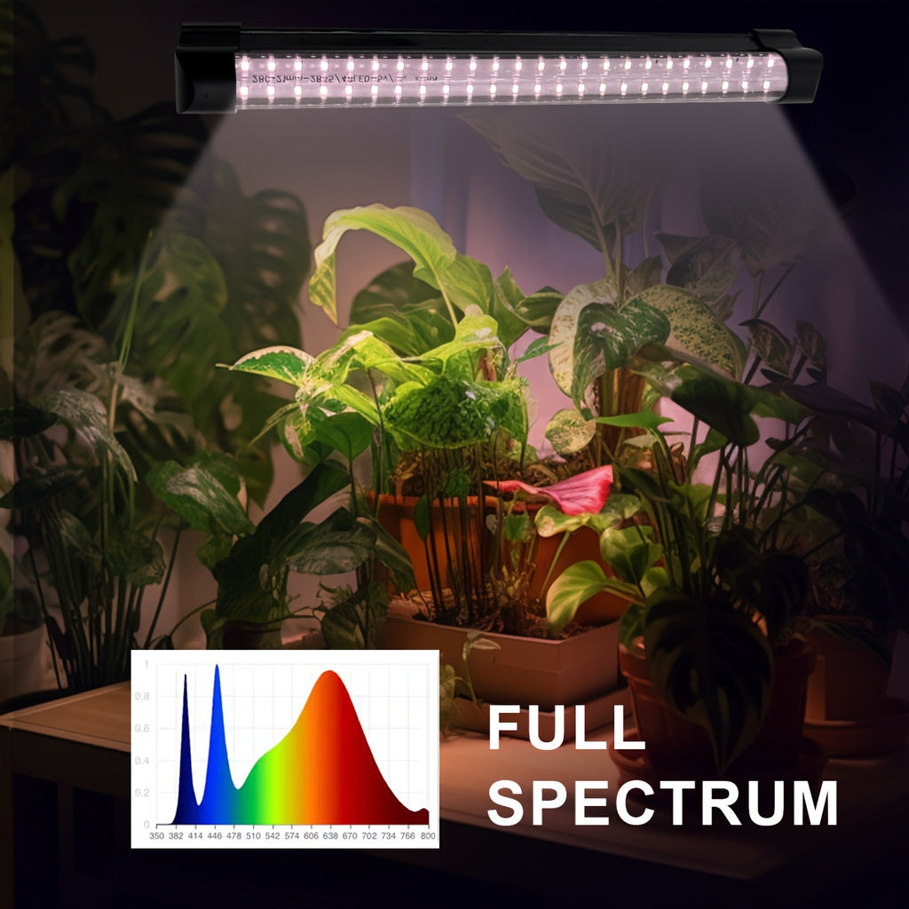 T8 LED plant grow light, 11.8-inch full spectrum plant tube, 48 LED beads, multiple installation methods: magnetic, hook, clip, flexible and convenient installation options, illuminates green plants, suitable for home succulents, green plants