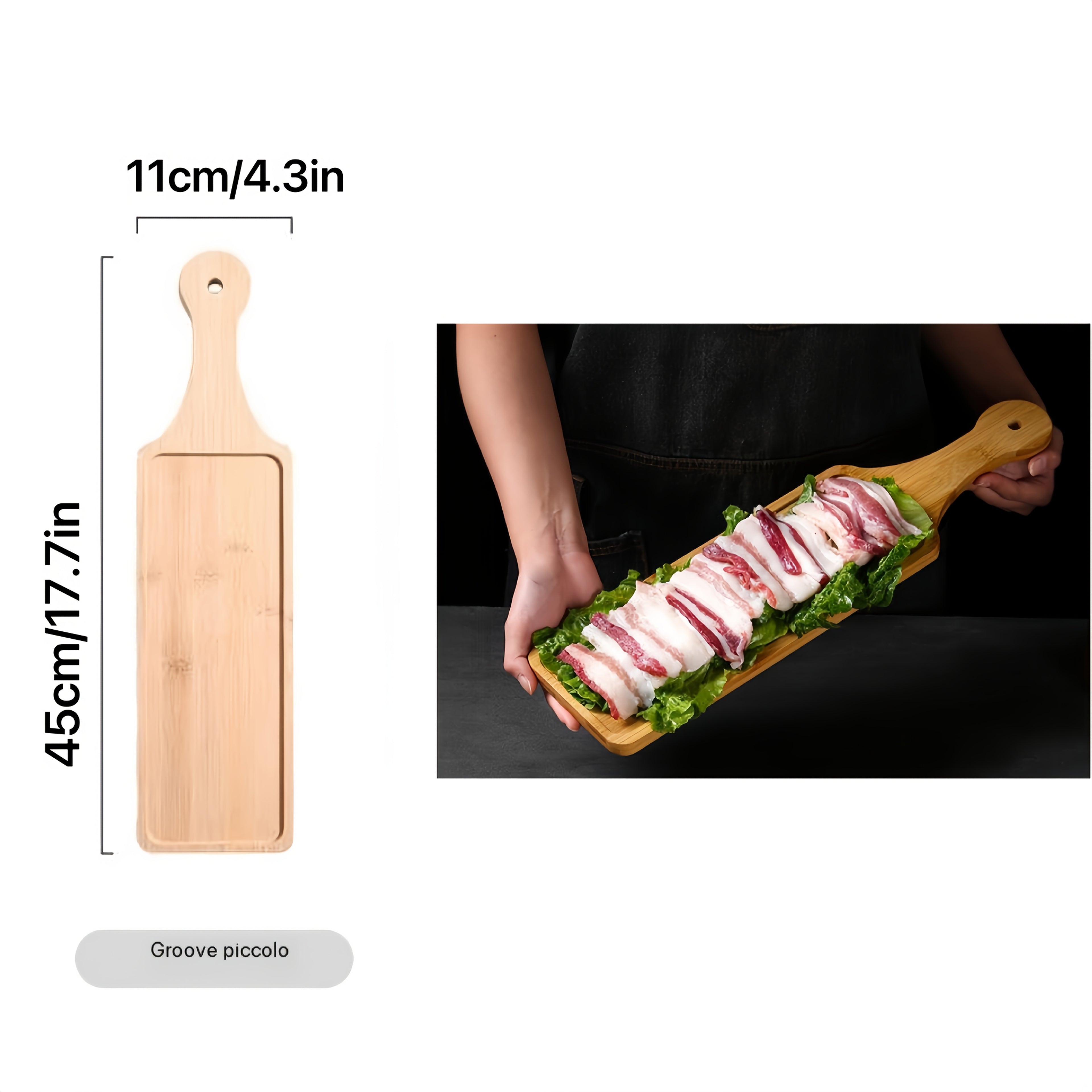 1PC/2PCS Bamboo Rectangular Tray, Up to 31.4in / 80cm – Perfect for Hot Pot, Steak, Appetizers – Durable Kitchen & Restaurant Serveware – Natural Bamboo Display Board, 3 Sizes Available for Multiple Scenarios