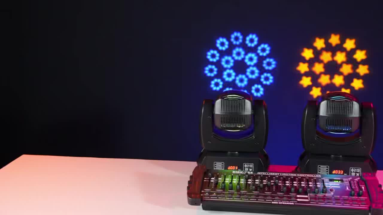 120W beam light, DJ lights, black moving head light, DJ lighting, moving head light, spotlight, LED stage light - LED DMX512 control, with 8 colors and 8 gobo patterns, 18-facet prism, voice/sound activation, aluminum alloy housing