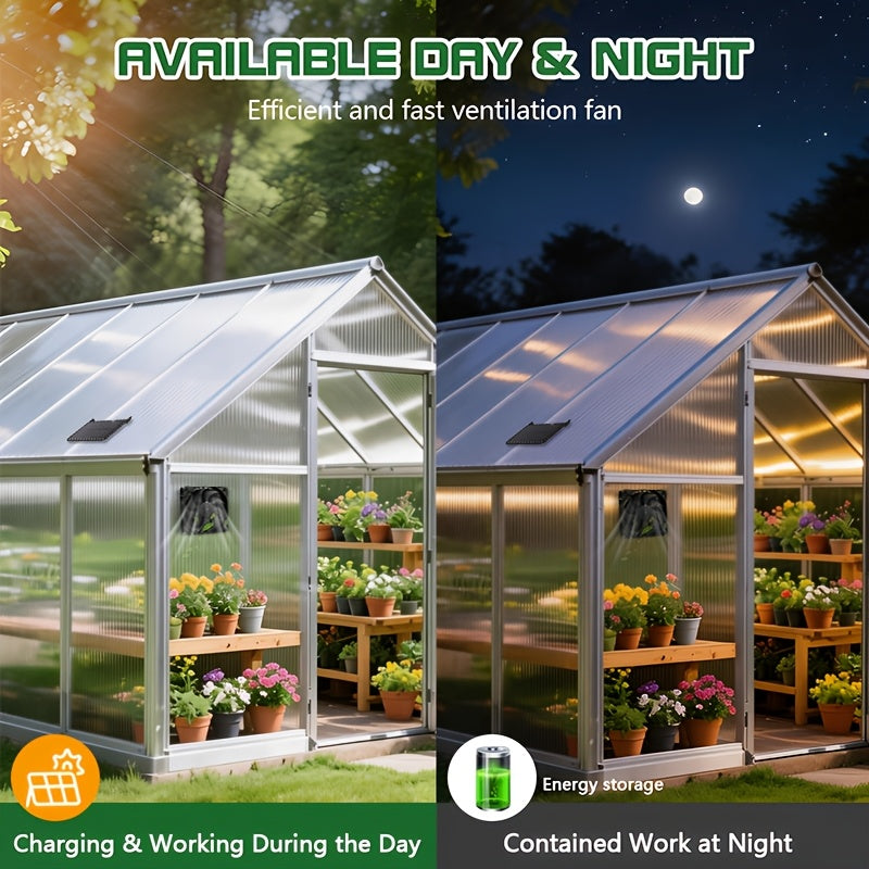 3W Solar Exhaust Fan, Detachable Solar Panel, No Battery Needed, Low Noise Bidirectional Ventilation System, Window Ventilation and Cooling for RVs, Chicken Coops, Greenhouses, Sheds and Pet Houses
