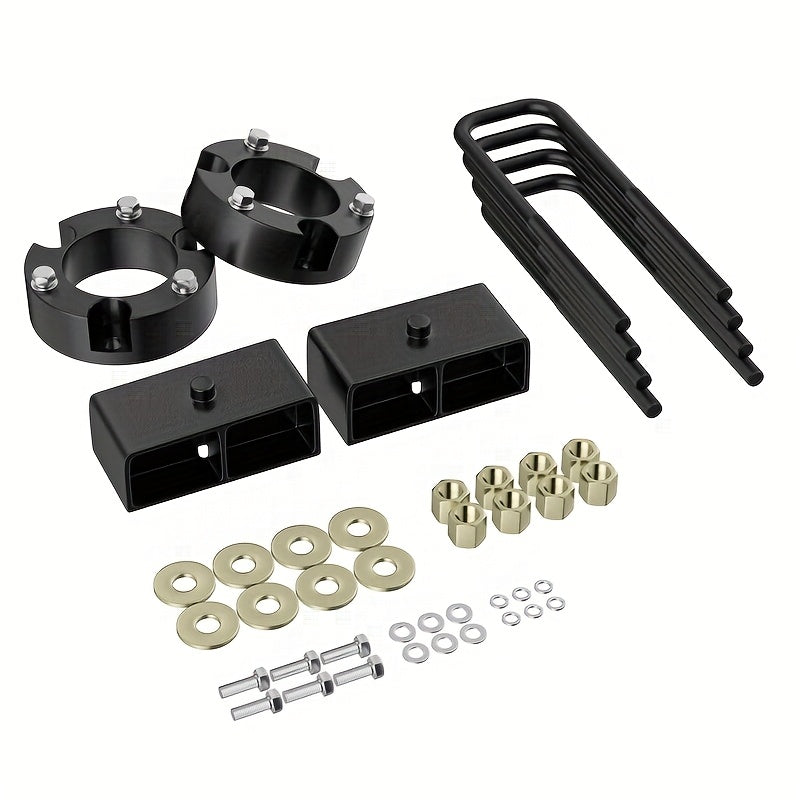 Suspension Lift Kit, Material: Front 6061 Aluminum, Rear Iron, Surface Finish: Front Black Anodized, Rear Black Powder Coated, Fitment: 2005-2023 TOYOTA TACOMA 3" FRONT AND 2" REAR LEVELING LIFT KIT, Front Outer Diameter: 126mm