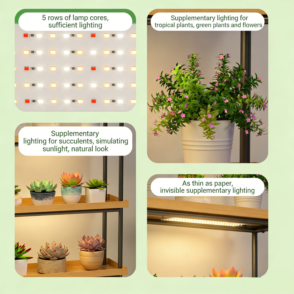 8Pcs Panel Grow Light for Indoor Plants, 272LED Full Spectrum Under Cabinet Plant Grow Light, 3/9/12H Timer, 5 Dimmable Brightness Levels for Plant Growth