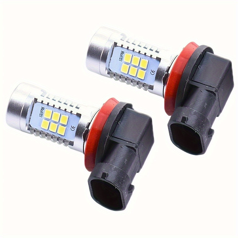 2Pcs H8 H9 H11 21SMD LED Headlight Bulbs High/Low Beam 6000K White Car Front Fog Light Driving Light Daytime Running Light Car Motorcycle 12V-24V