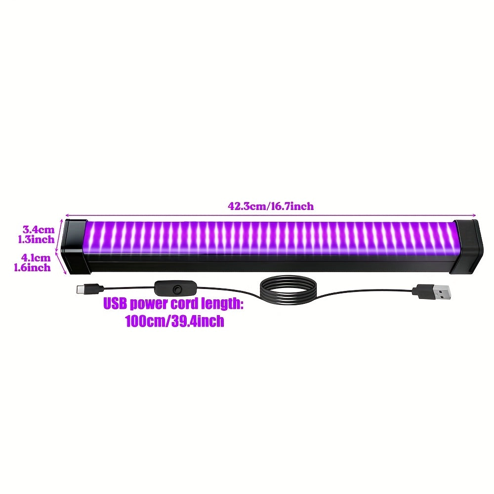 A blacklight tube, equipped with 80 LED beads, with a 39.4-inch power cord, with switch, 360-degree rotatable, very suitable for UV lighting for glow parties, body painting, and Halloween and Christmas celebrations