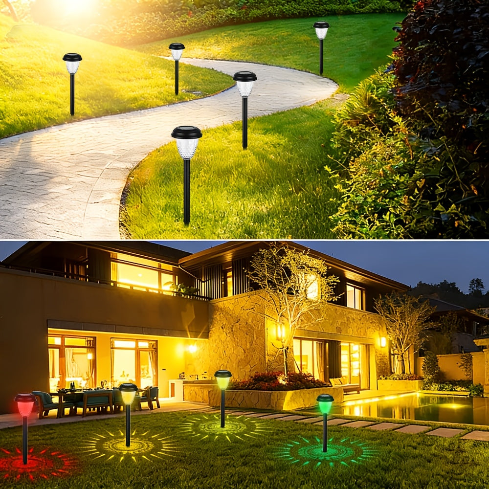 Solar Outdoor Light, 10-Piece LED Solar Light, Outdoor Waterproof Color Changing Pathway Light, Mandala Lamp Shade Garden Decoration, Suitable for Lighting Your Garden, Landscape, Path, Courtyard, Patio, Driveway, Party Atmosphere