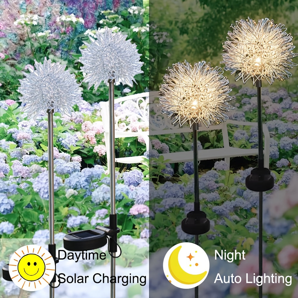2-Piece [2025 New] Dandelion Solar Garden Light Outdoor LED Landscape Light, Courtyard Path Flower Bed Patio Lawn Decorative Solar Flower Light, Christmas Decoration