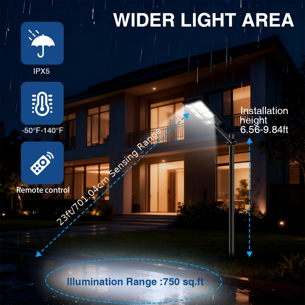 2-Piece / 1-Piece - Outdoor Solar Light, Yard Wall Light, LED Floodlight, Dusk to Dawn, with Wide-Angle Motion Sensor and Remote Control, Solar Powered Street Light - Perfect for Yard Lighting, Garden, Villa, Shop Gate, Parking Lot
