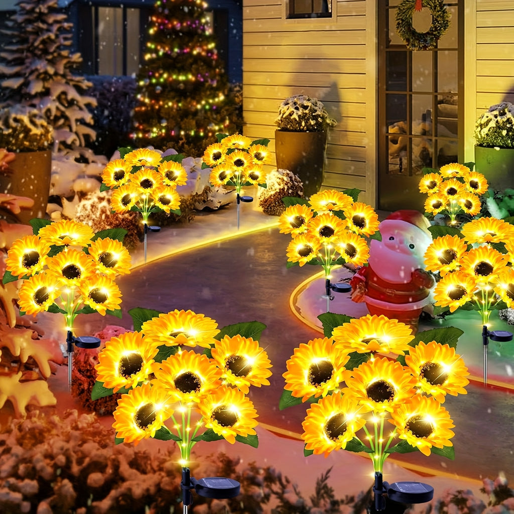 6 Pack Solar Sunflower Garden Light - Solar Flower String Light, Outdoor Solar Light for Parties, All-Season Garden Decoration, Courtyard and Lawn Decoration, Mother‘s Day, Father’s Day, Thanksgiving, Christmas, New Year Decoration