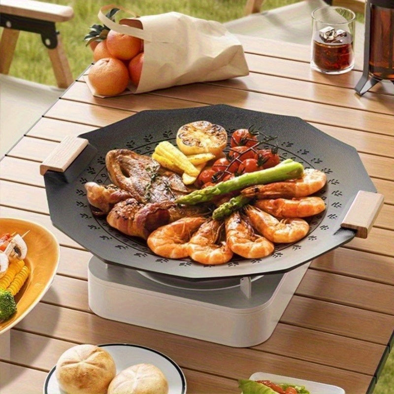 Garden BBQ Grill, Outdoor Camping Pot, Hexagonal Diamond-Shaped Cassette Grill, Medical Stone Non-Stick BBQ Grate, Grill, Frying Pan, Open Flame Stove Compatible with Induction Cooktop