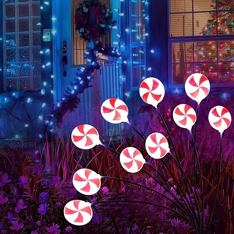 4 件装 圣诞装饰 24LED 棒棒糖圣诞灯,太阳能圣诞灯户外灯 带 8 种模式, 圣诞薄荷糖果通道庭院装饰花园/草坪/露台