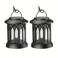2/4/6-Pack Vintage Design Solar Hanging Lantern with Flickering Flame - Solar Lantern, Plastic Material, Solar Charging, Outdoor Solar Lantern Suitable for Garden Courtyard Autumn Holiday Decoration IP65