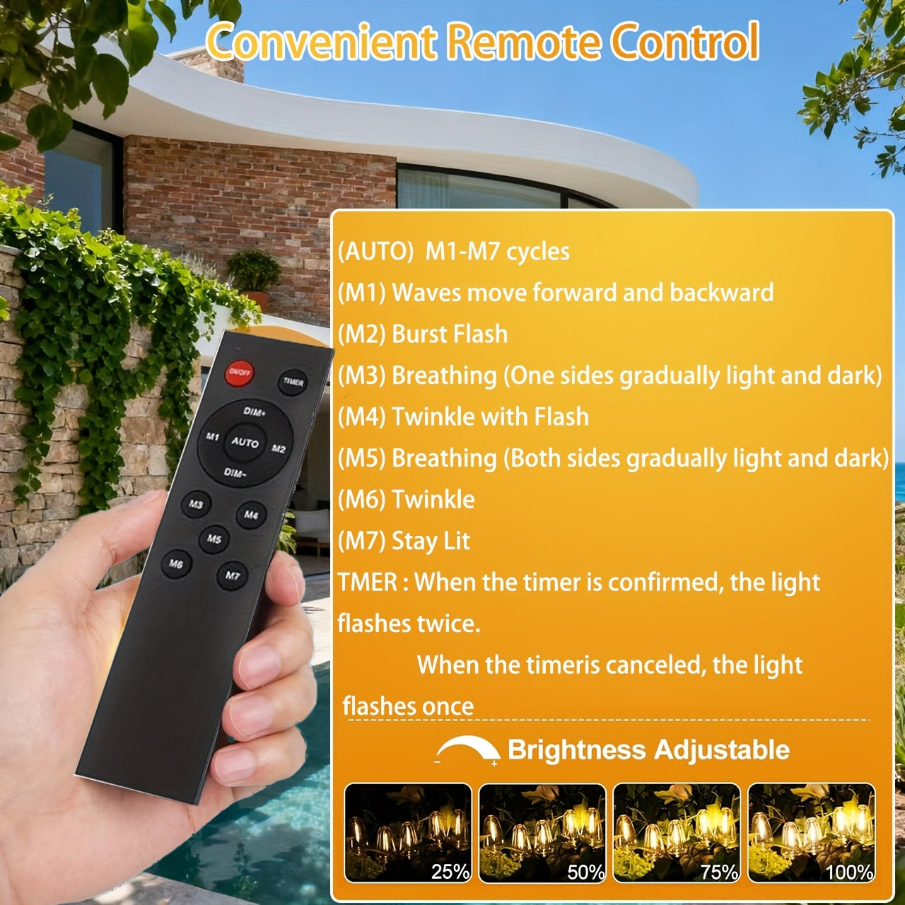 Solar ST38 LED String Light - 50/100/200FT Shatterproof Light String with Remote Control, Perfect for Outdoor Courtyard Decoration, Cafe Bistro, Christmas Wedding Party Night Light