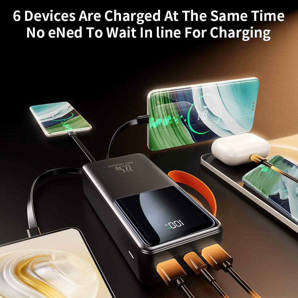 66800Mah Portable Charger PD 22.5W/20W Ultra Rapid Charging with 4 Integrated Cables LED Power Indicator External Battery for All Mobile Phones & Electronic Gadgets