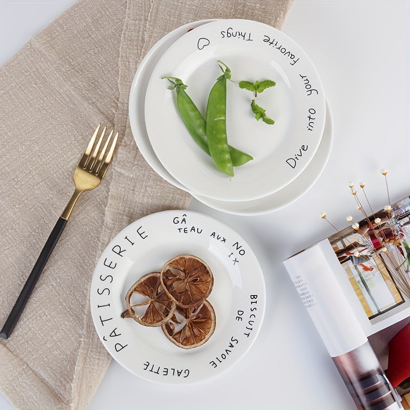 4-Piece Set, 6-Inch Ceramic Plates, Breakfast Plate, Sandwich, Bread, Cake, Dessert & Fruit Plate, Salad Plate – Perfect for Home Kitchen, Simple Modern Nordic Style Ceramic Flat Dish Tableware, Microwave & Dishwasher Safe