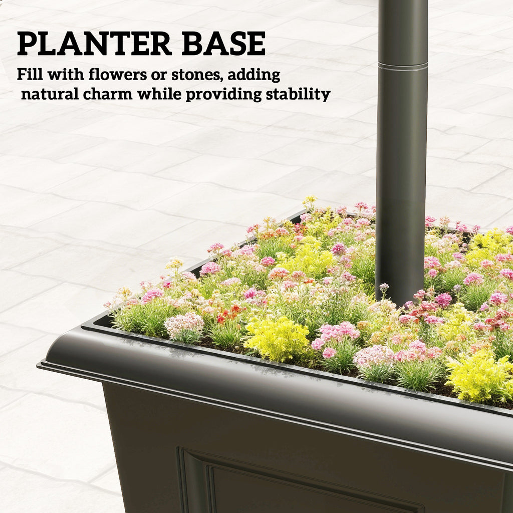 63‘ Solar Lamp Post Light 2 Pack, Waterproof LED Solar Lamp Post with Planter, Outdoor Light, Perfect for Courtyard, Backyard, Pathway, Garden, Lawn, Black