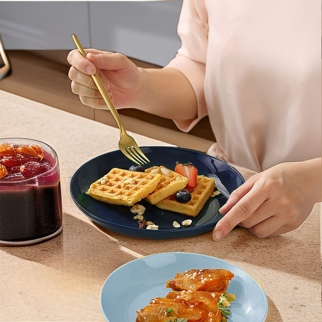 1 Pack of 4-Piece Unbreakable 9-Inch Plastic Plates, Microwave & Dishwasher Safe, Dinner Plate Set for Home, RV, Parties (Blue Series)