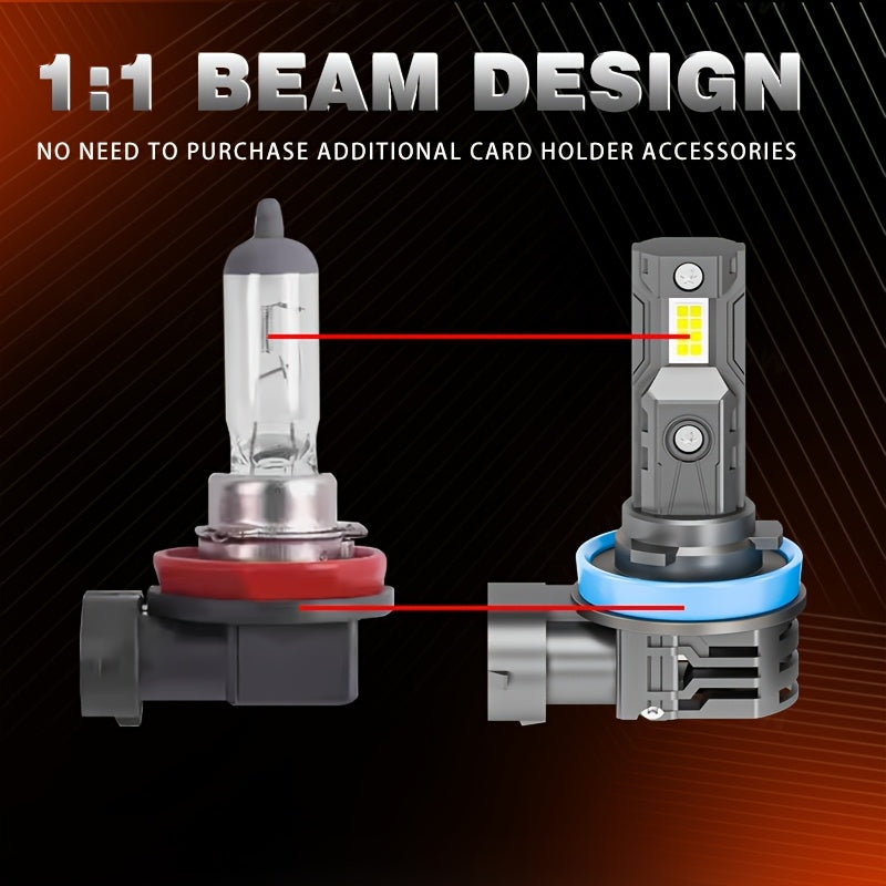 2Pcs H11 LED Bulbs Car Headlight Conversion Kit 6000K Cool Light High Power High Brightness High Beam Low Beam 1:1 Beam Design Copper Tube Heat Dissipation with Cooling Fan LED Car Light Car Programming Upgrade