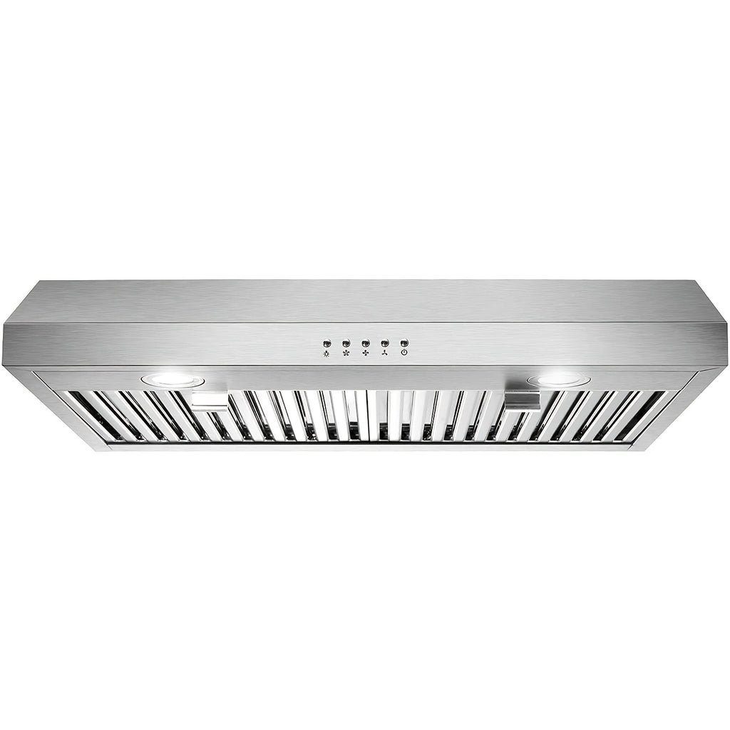 30-Inch Under-Cabinet Chimney, 3 Ventilation Modes, Stainless Steel Chimney, Under-Cabinet Chimney 3-Speed Fan, Kitchen Ventilation Chimney 30-Inch, Baffle Filter, LED Light