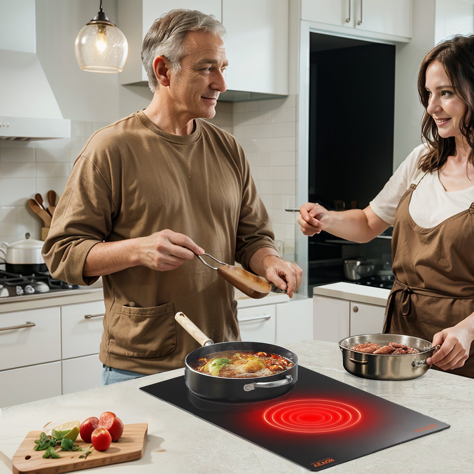 VEVOR Built-In Induction Cooktop Radiant Ceramic Stove 2 Burners 20.1 x 11.6 Inches