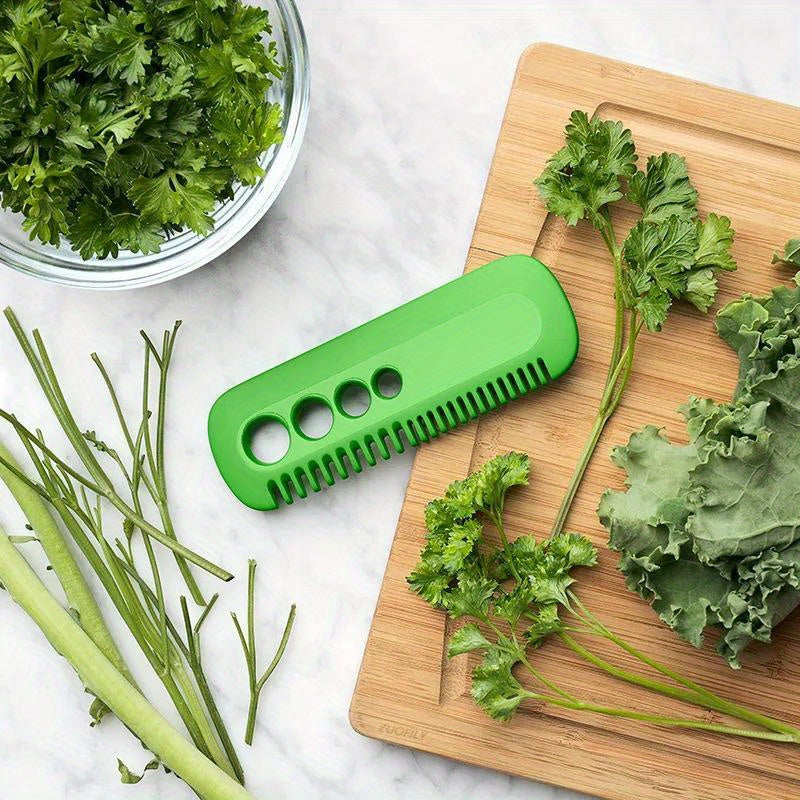 1 Piece Easy-Grip Herb Stripper Tool – Durable ABS Kitchen Gadget with 4-Hole Design for Quickly Stripping Kale, Parsley & Coriander Leaves – Ergonomic & Food-Safe for Efficient Meal Prep