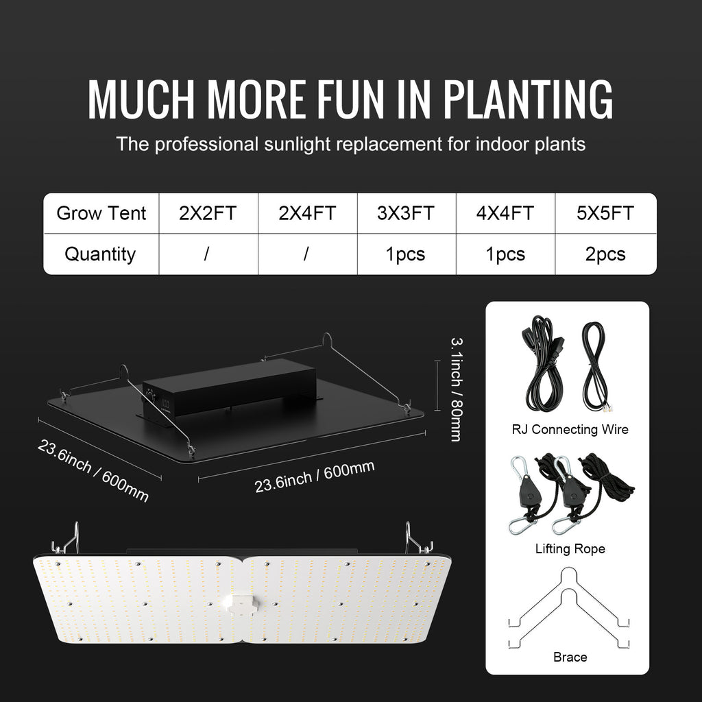 VEVOR 400W Dimmable LED Grow Light, Full Spectrum Samsung 2B1B Diode Grow Lamp, Daisy Chain Compatible for 4x4/5x5FT Grow Tent, Seedling Vegetation Bloom