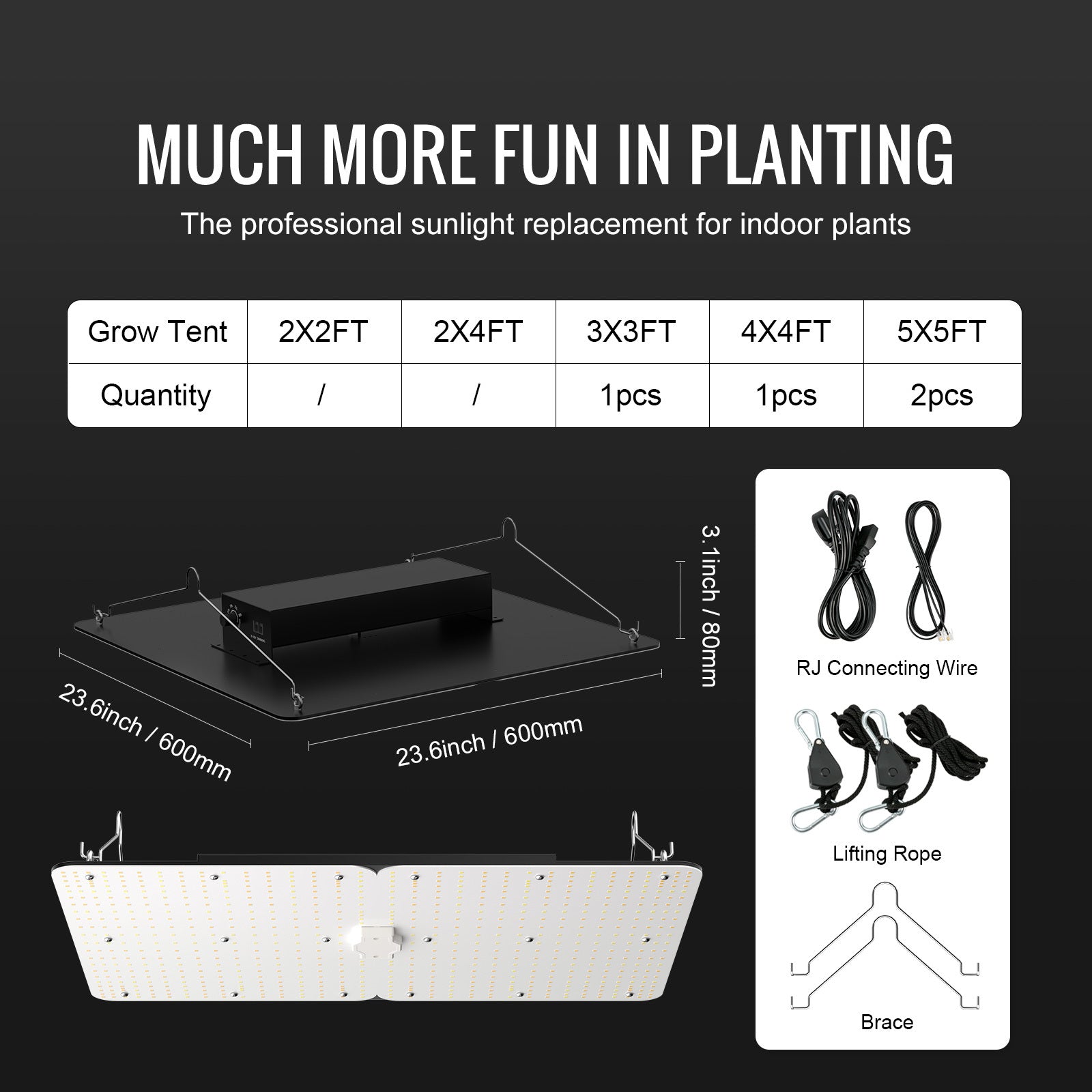 VEVOR 400W Dimmable LED Grow Light, Full Spectrum Samsung 2B1B Diode Grow Lamp, Daisy Chain Compatible for 4x4/5x5FT Grow Tent, Seedling Vegetation Bloom