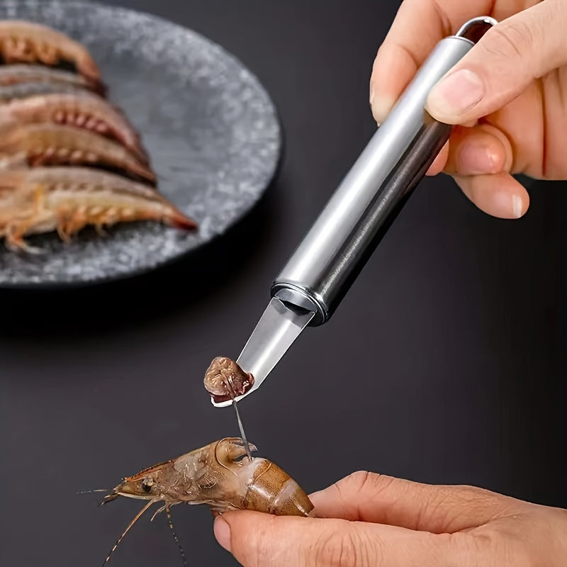 1 Piece Stainless Steel Shrimp Deveiner & Shell Remover Tool – Shrimp Cleaner & Peeler, Seafood Shell Cutter, Portable Shrimp Vein & Intestine Cleaner, Easy-Clean Kitchen Gadget for Lobster & Shrimp Preparation