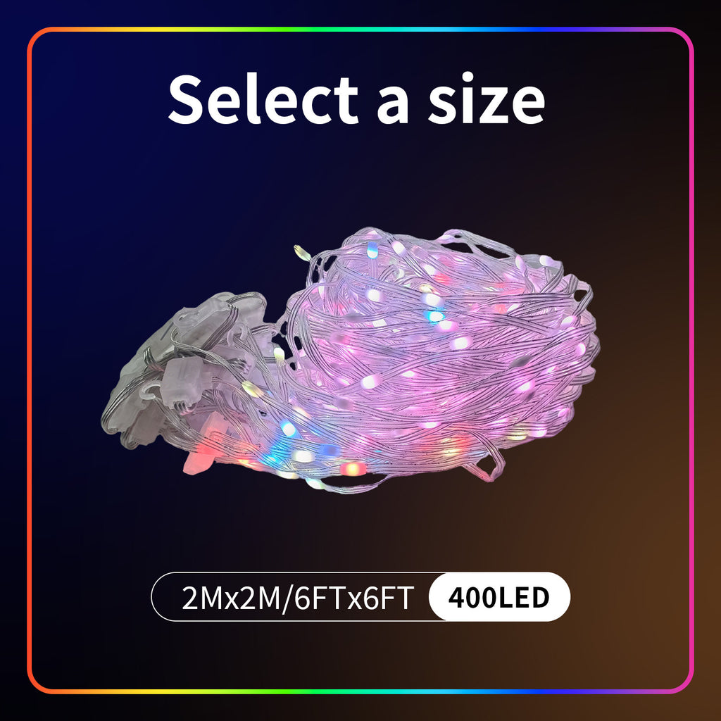 1件新型号智能Led窗帘灯，3/6/10FT 400LED, 童话圣诞灯，多种颜色变化模式，适用于卧室、露台、花园，秋季，情人节，圣诞节装饰，LED灯。