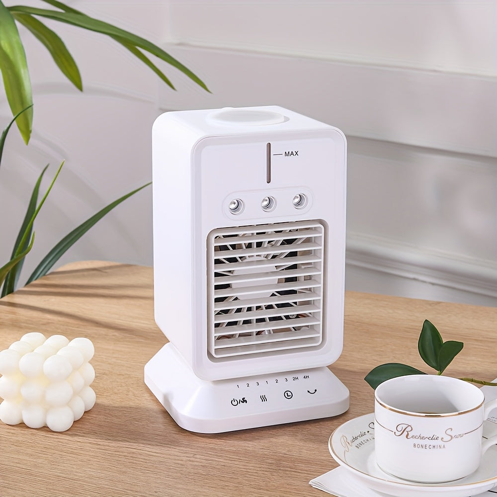 Mini Desktop Fan Spray Humidifying Oscillating Fan, USB Plug-in Touch Control Small Fan, 3 Speed Levels with Timing Function
