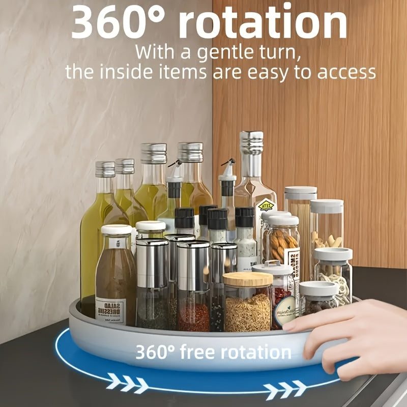 1-Piece Storage Tray, Single-Layer Rotating Seasoning Bottle Organizer Rack – Multi-Functional Round Rotating Storage Stand for Home – Suitable for Kitchen