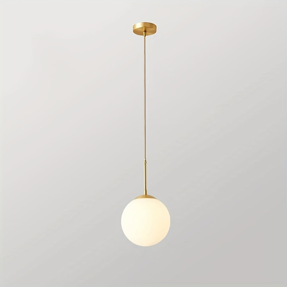 1-light | modern globe pendant light | mid-century pendant light | large 7.87-inch white globe glass shade, brushed brass finish pendant light, suitable for kitchen island (gold) - Christmas lighting fixture, Christmas decoration