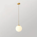 1-light | modern globe pendant light | mid-century pendant light | large 7.87-inch white globe glass shade, brushed brass finish pendant light, suitable for kitchen island (gold) - Christmas lighting fixture, Christmas decoration