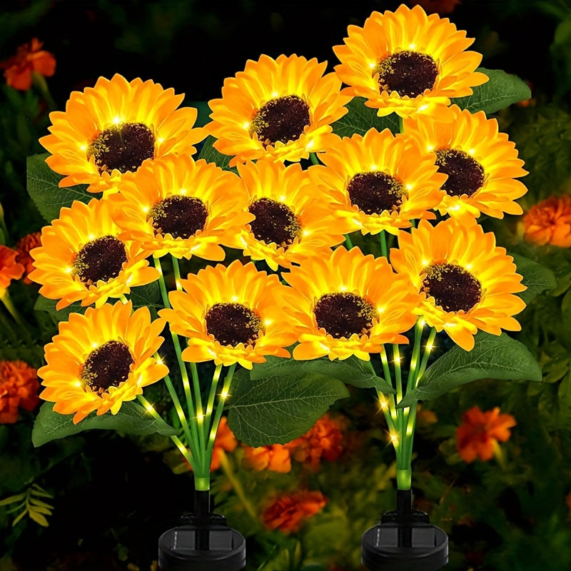 6 Pack Solar Sunflower Garden Light - Solar Flower String Light, Outdoor Solar Light for Parties, All-Season Garden Decoration, Courtyard and Lawn Decoration, Mother‘s Day, Father’s Day, Thanksgiving, Christmas, New Year Decoration
