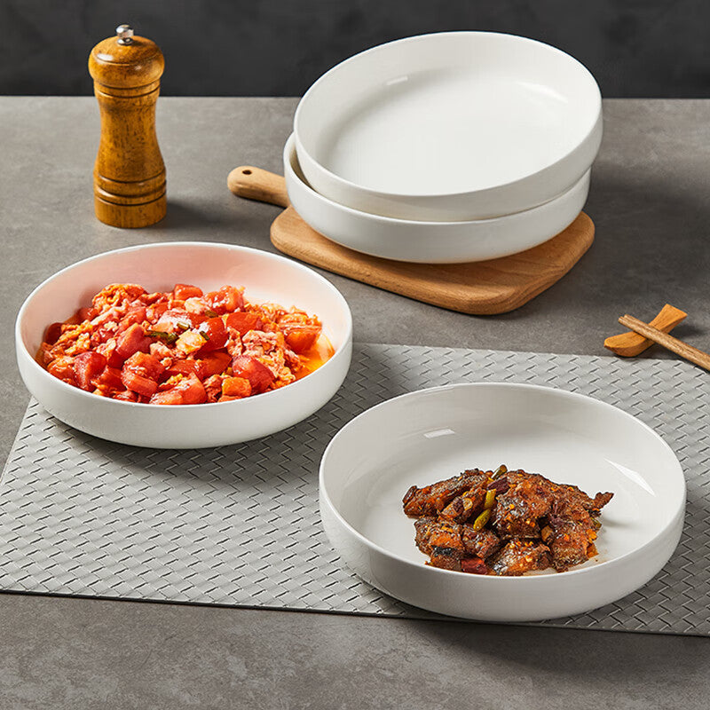 Pasta Bowl, Bowl Plate, Low Bowl, Plate Bowl, Ceramic Large Shallow Bowl, Microwave & Dishwasher Safe, Perfect for Soup