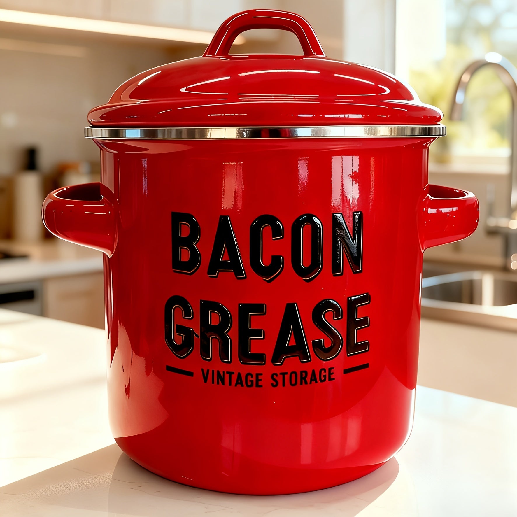 Grease Storage Can with Lid, Safe Pour Spout and Handle, Kitchen Cooking Oil Filter Storage Container, Household Frying Oil & Cooking Oil Filter Pot, Essential for Home Kitchen