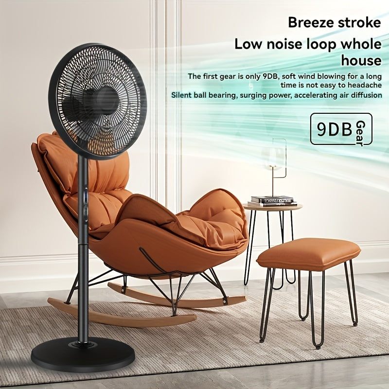 16 Inch Black 5-Blade Standing Fan with Remote Control, 8 Speed Levels Timing Function, Ideal for Bedroom Living Room Home Office Dormitory Indoor Use